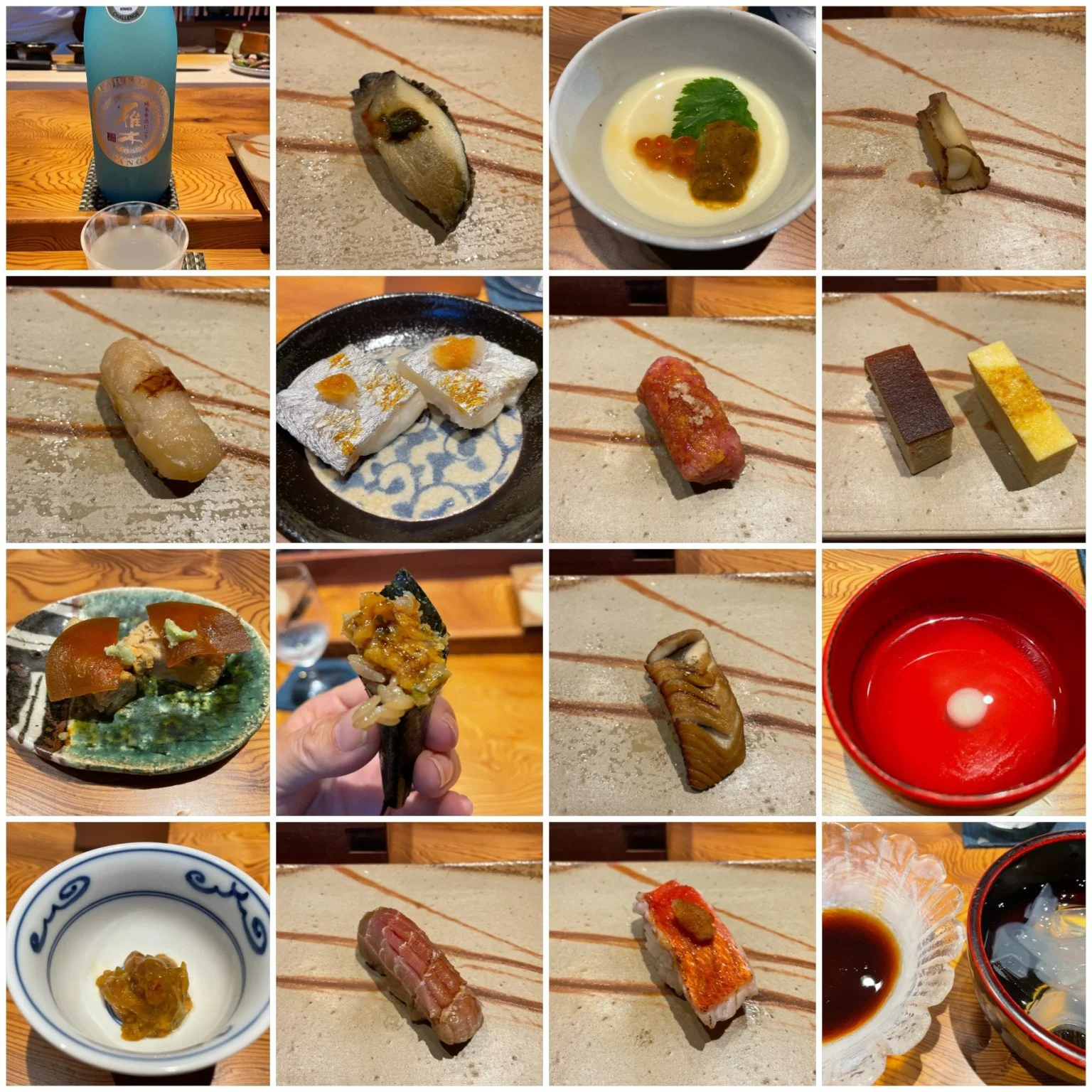 日本酒と寿司匠のおまかせ料理のコラージュ