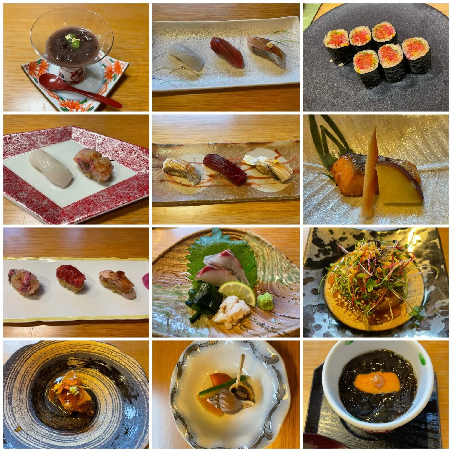 銀座おのでらのおまかせ料理のコラージュ