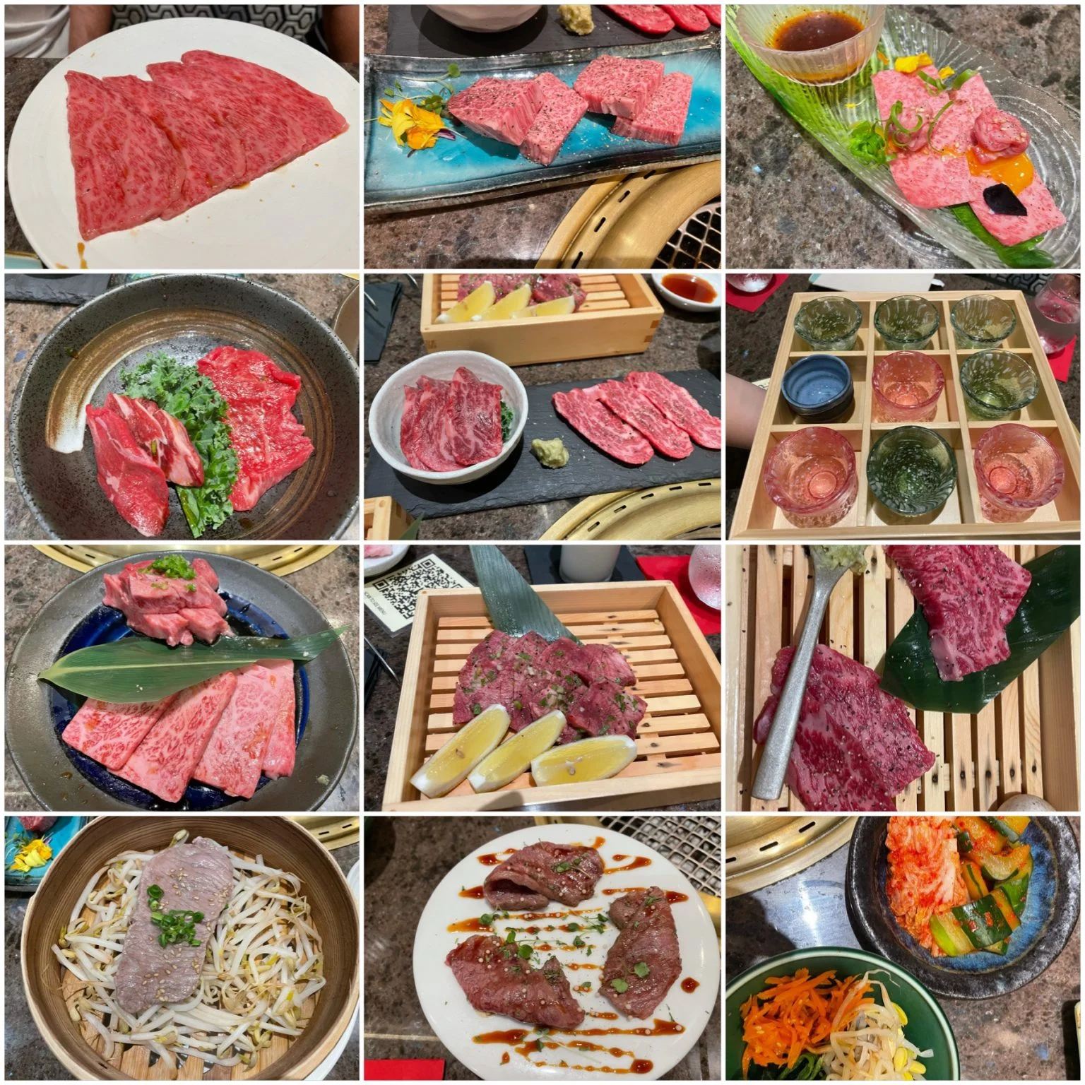 韓の台所の宮崎牛のコースのコラージュ