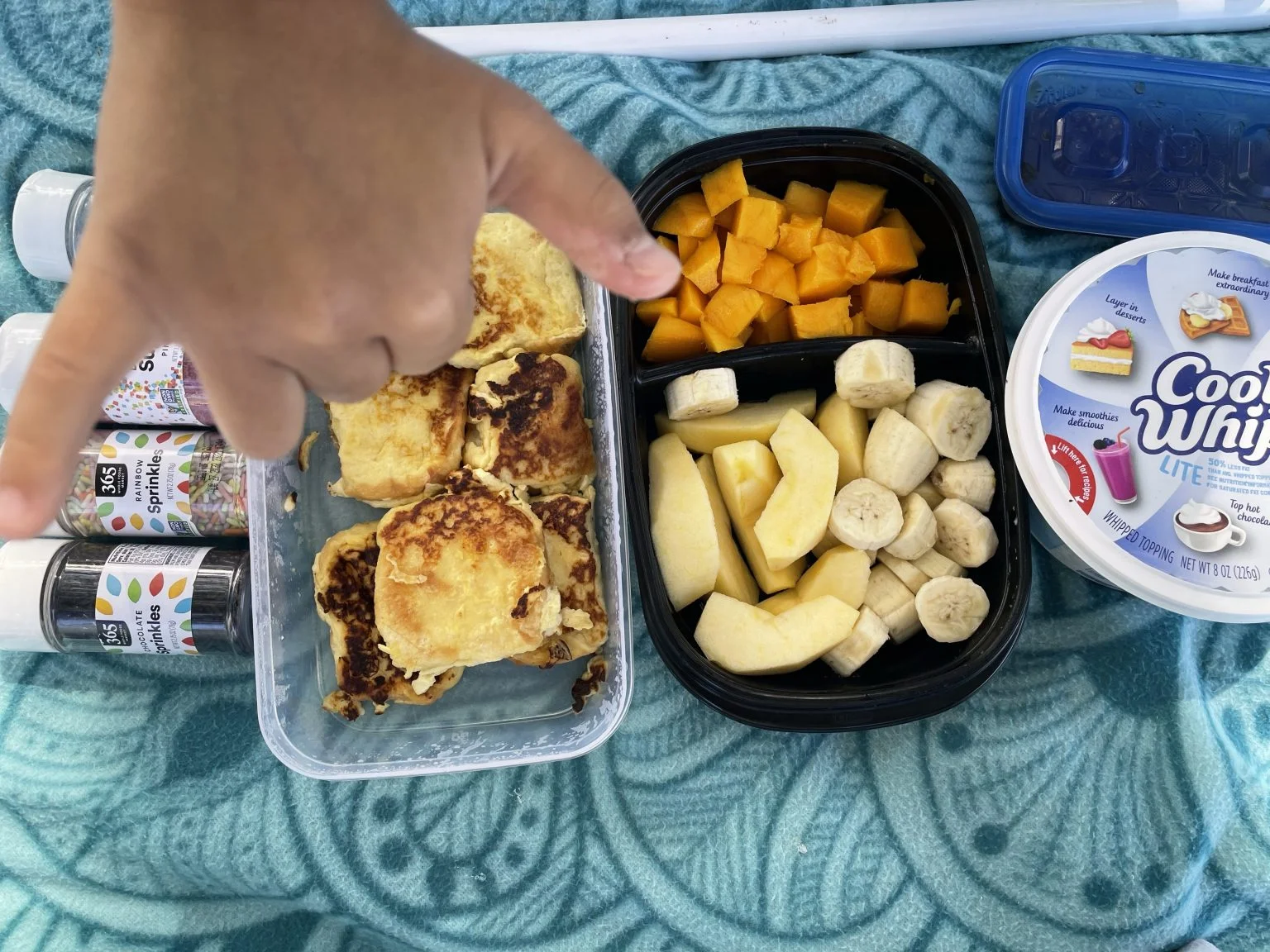 手作りフレンチトーストとフルーツのピクニック朝食